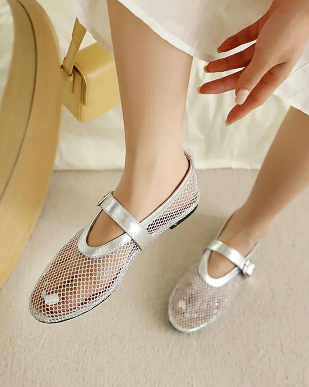 Bianca Buckled Mesh Ballet Flats - Image 20