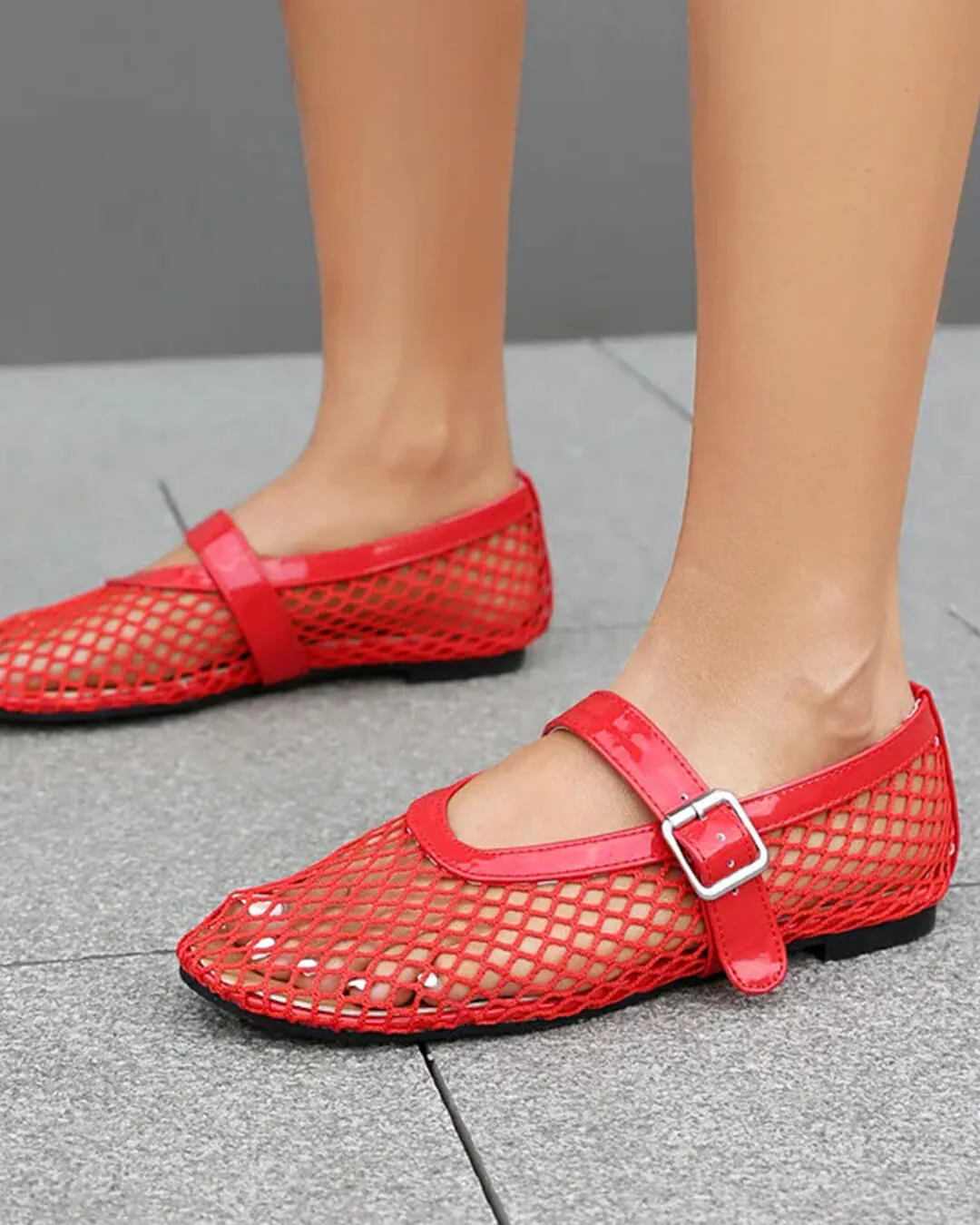 Bianca Buckled Mesh Ballet Flats - Image 23