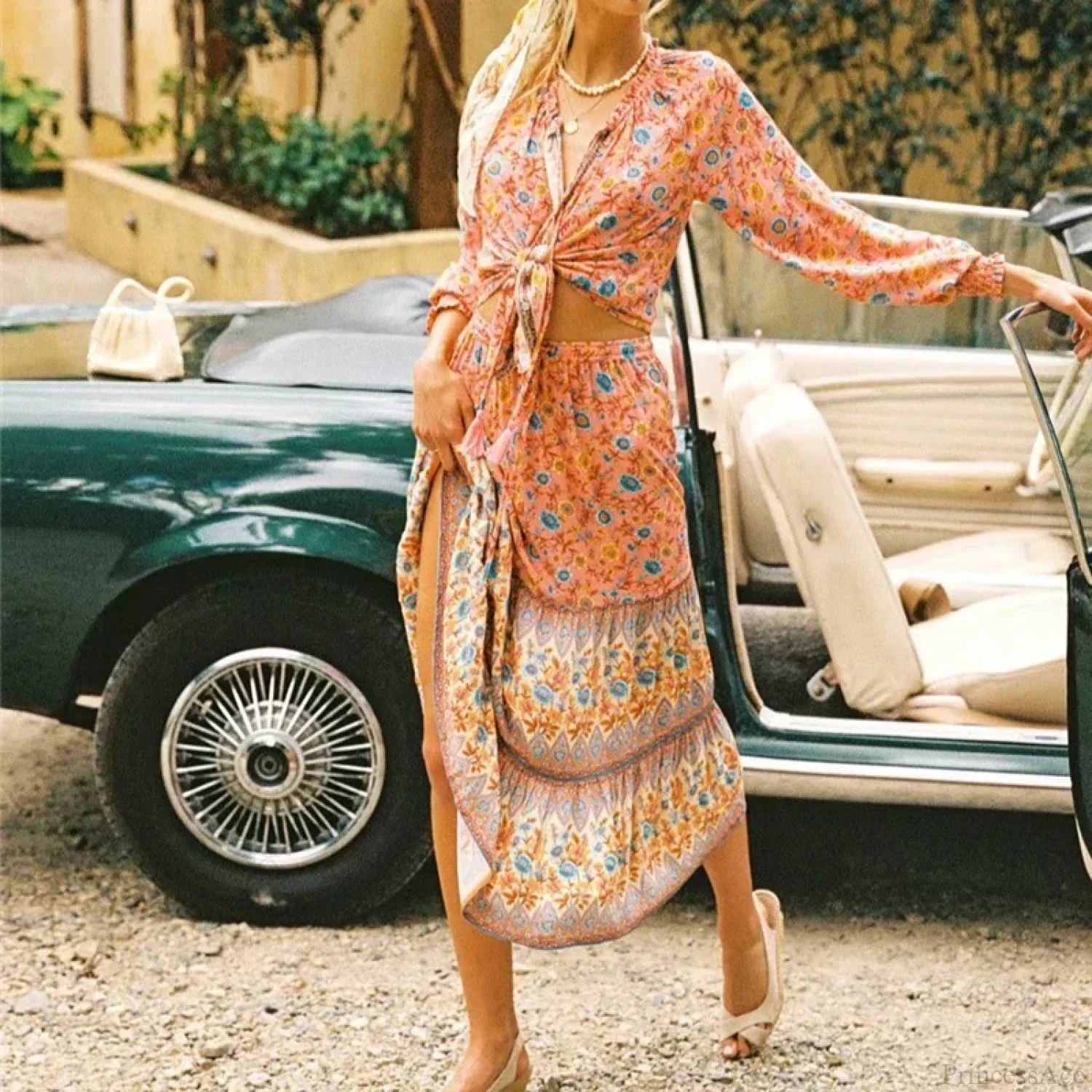Bianca Floral Print Boho Beach Skirt - Image 3