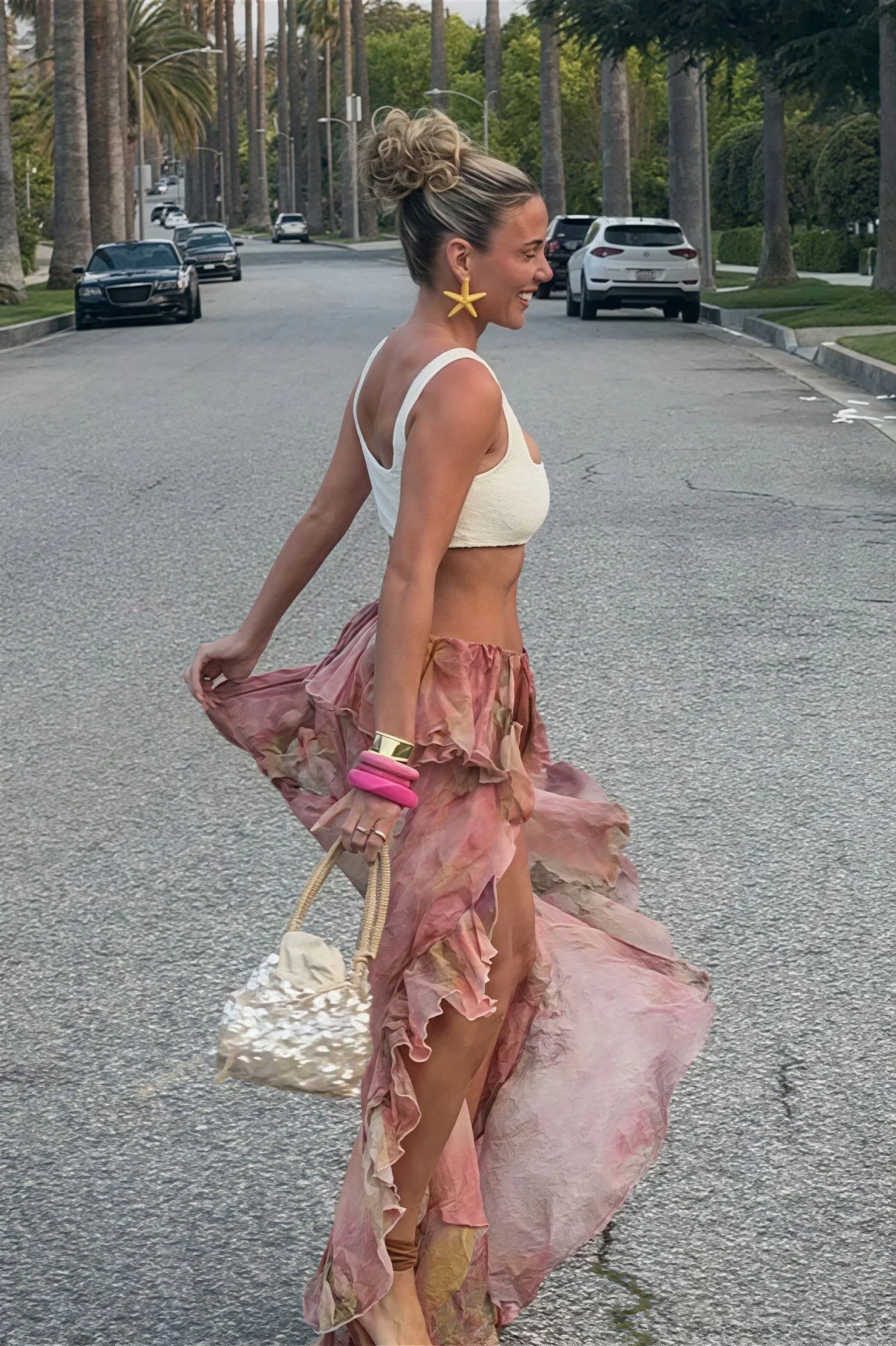 Bianca Floral Ruffled Asymmetrical Skirt - Image 5