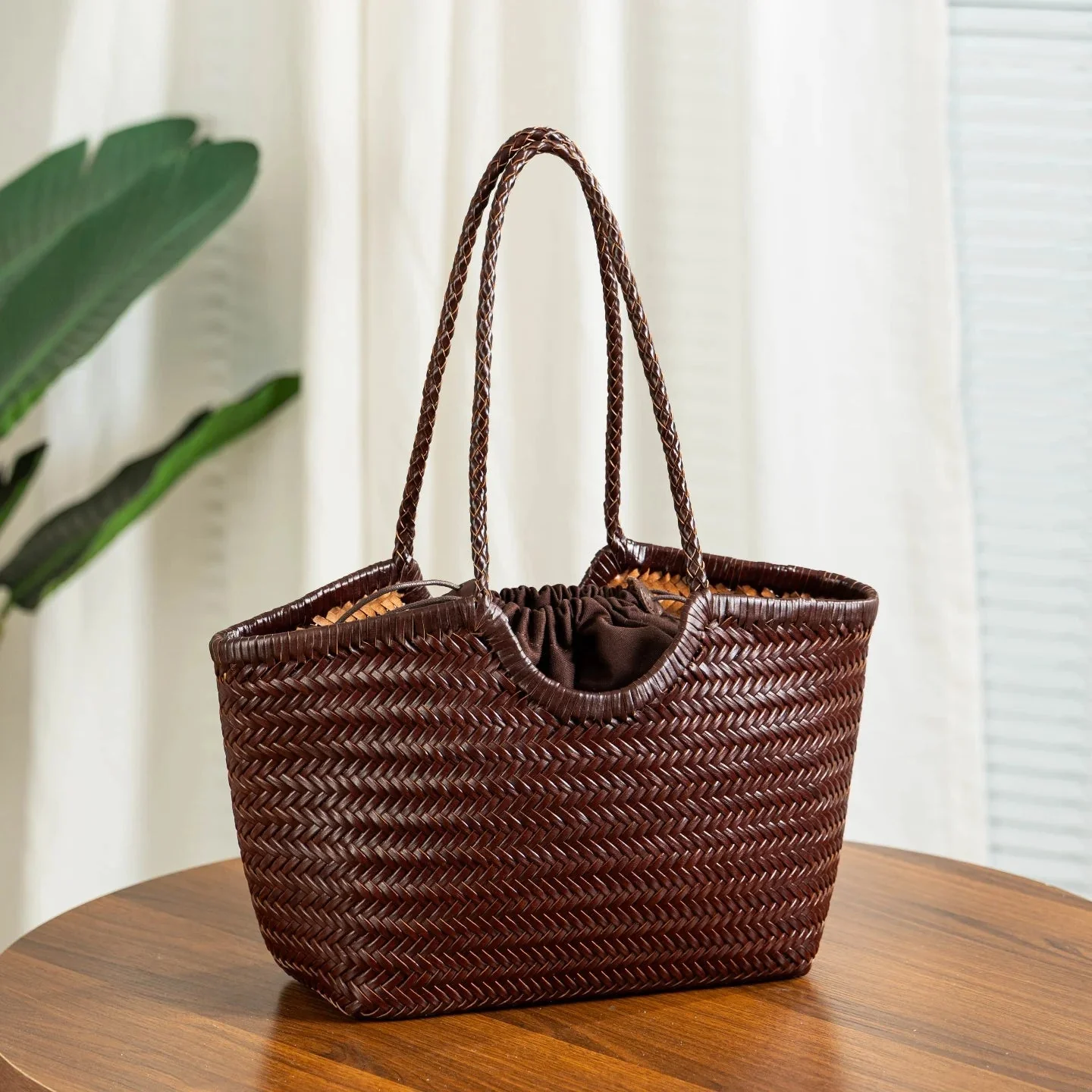 Bianca Handwoven Leather Tote Bag - Image 2