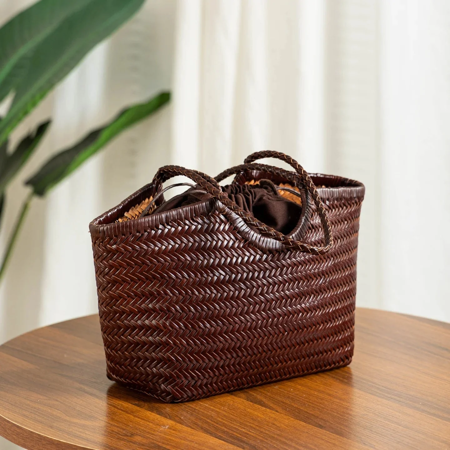 Bianca Handwoven Leather Tote Bag - Image 3