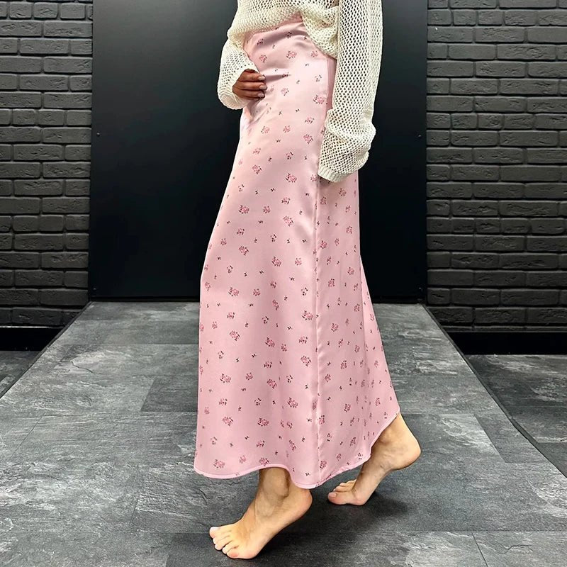 Bianca High Waist Satin Printed Midi Skirt - Image 3
