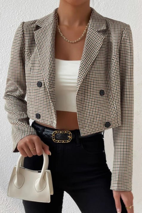 Bianca Houndstooth Cropped Blazer - Image 3