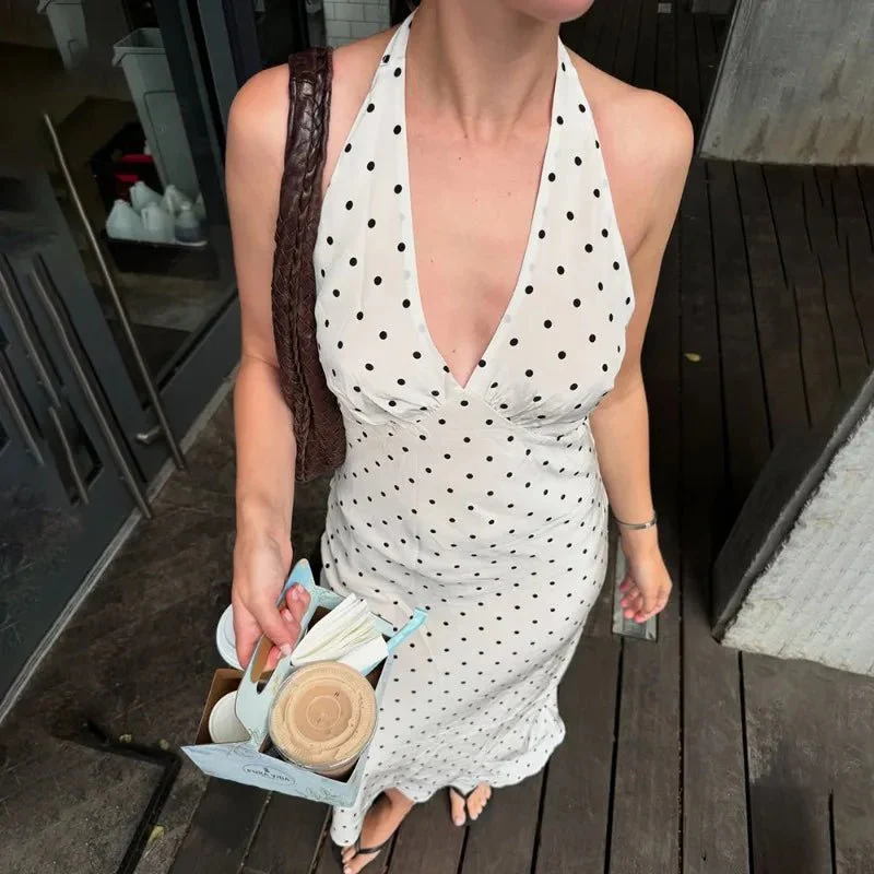 Bianca Polka Dot Halter Maxi Dress - Image 4