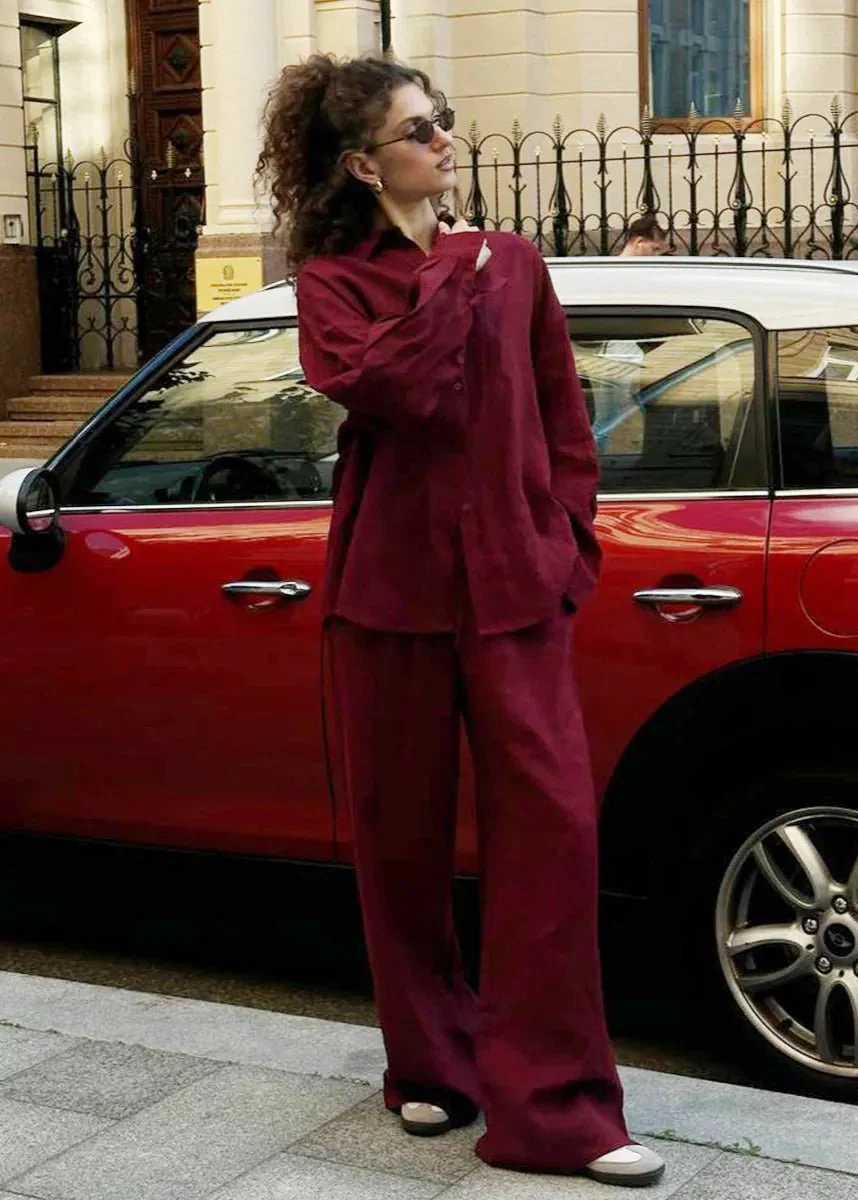 Bianca Relaxed Cotton Shirt & Wide-Leg Pants Set - Image 5