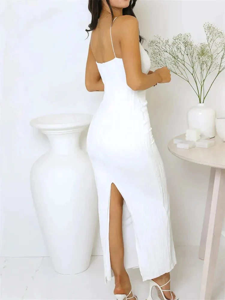 Bianca Ruched Sleeveless Party Dress with Back Split - Image 5