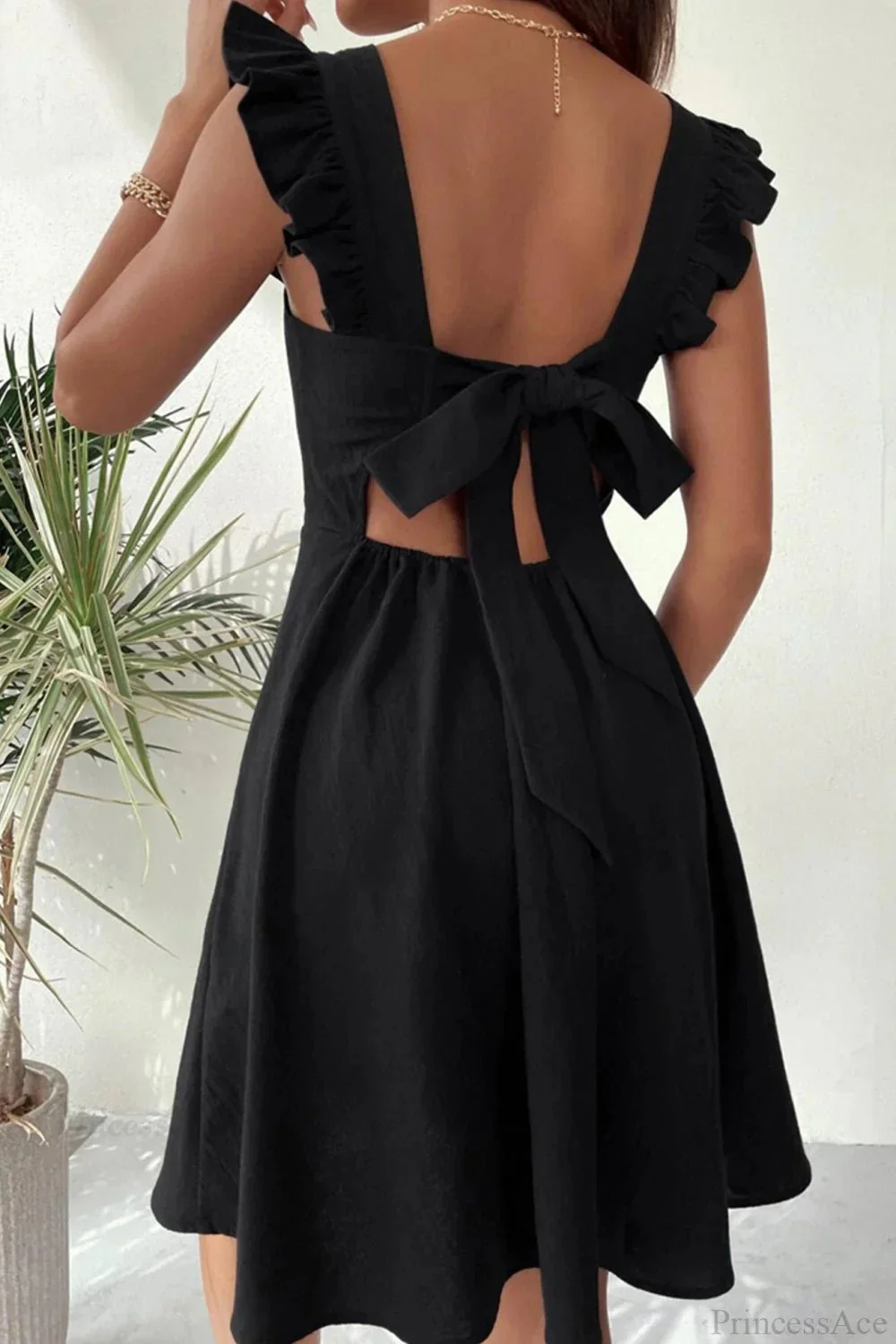 Bianca Sleeveless Mini Dress with Ruffle Tie-back - Image 12