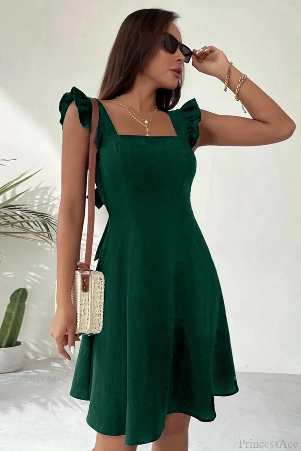 Bianca Sleeveless Mini Dress with Ruffle Tie-back - Image 5