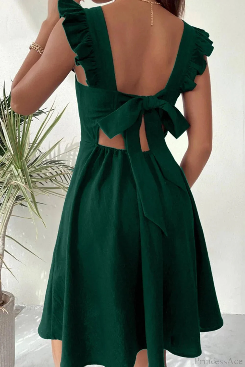 Bianca Sleeveless Mini Dress with Ruffle Tie-back - Image 6
