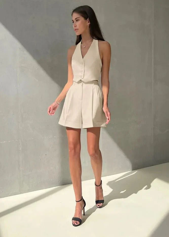Bianca Tailored Halter Vest & Shorts Set - Image 5