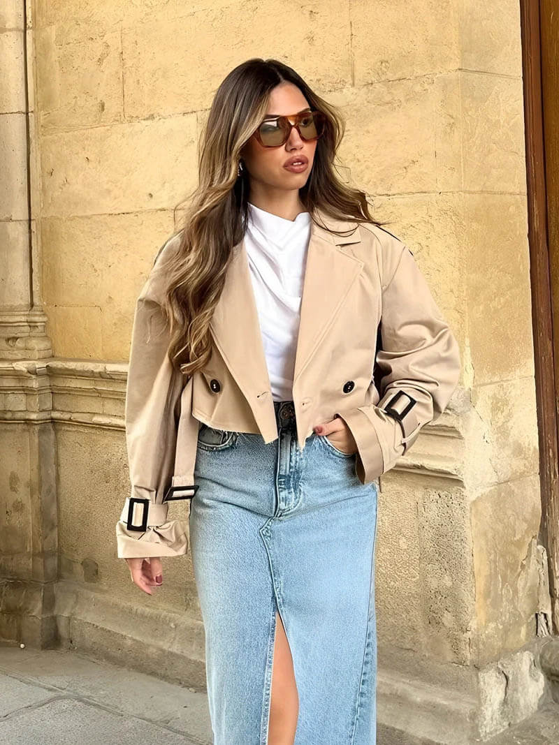 Blair Cropped Trenchcoat - Image 4