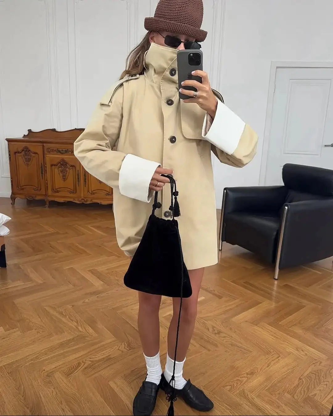 Brenda Contrast-Cuff Trench Jacket - Image 2