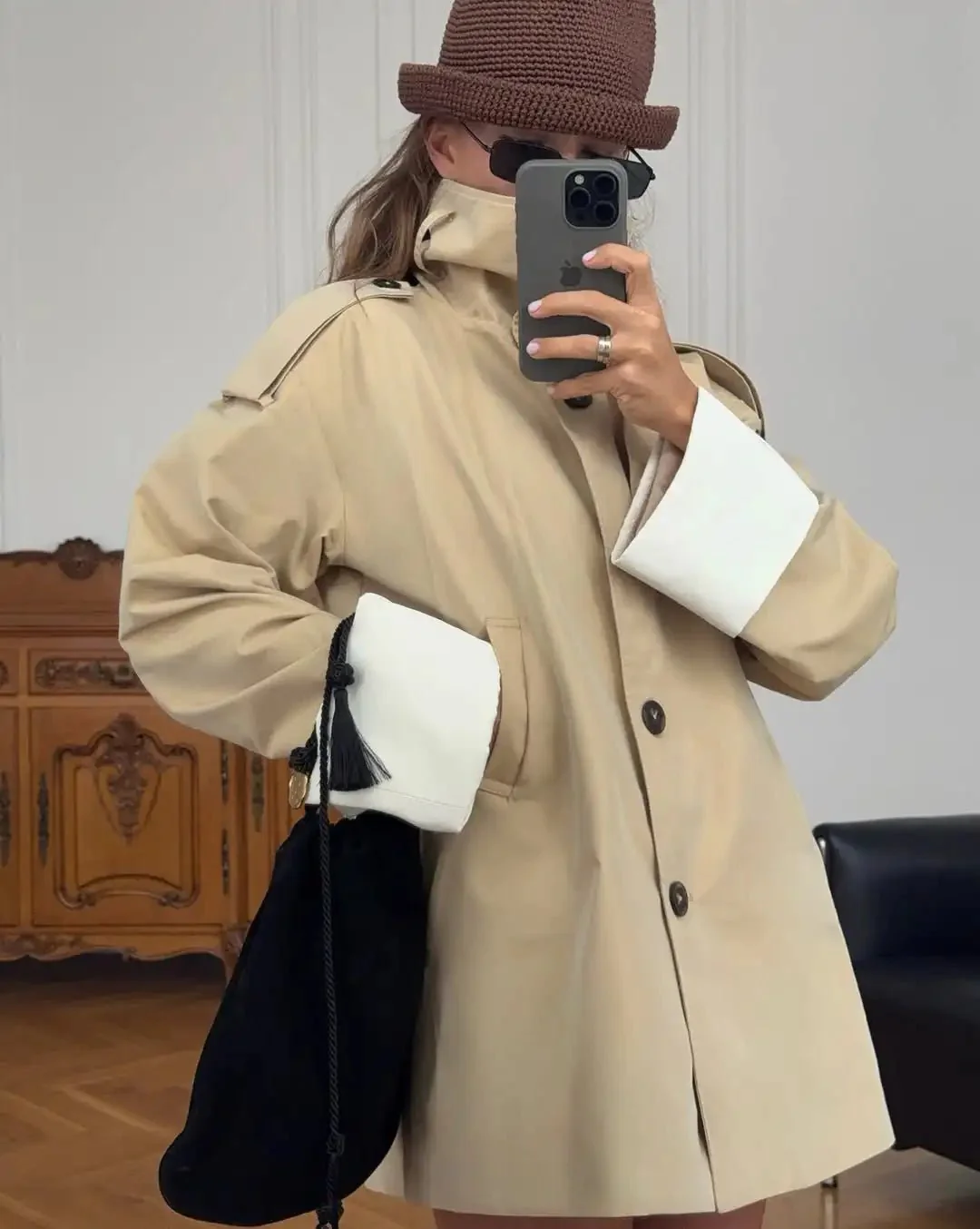 Brenda Contrast-Cuff Trench Jacket - Image 4