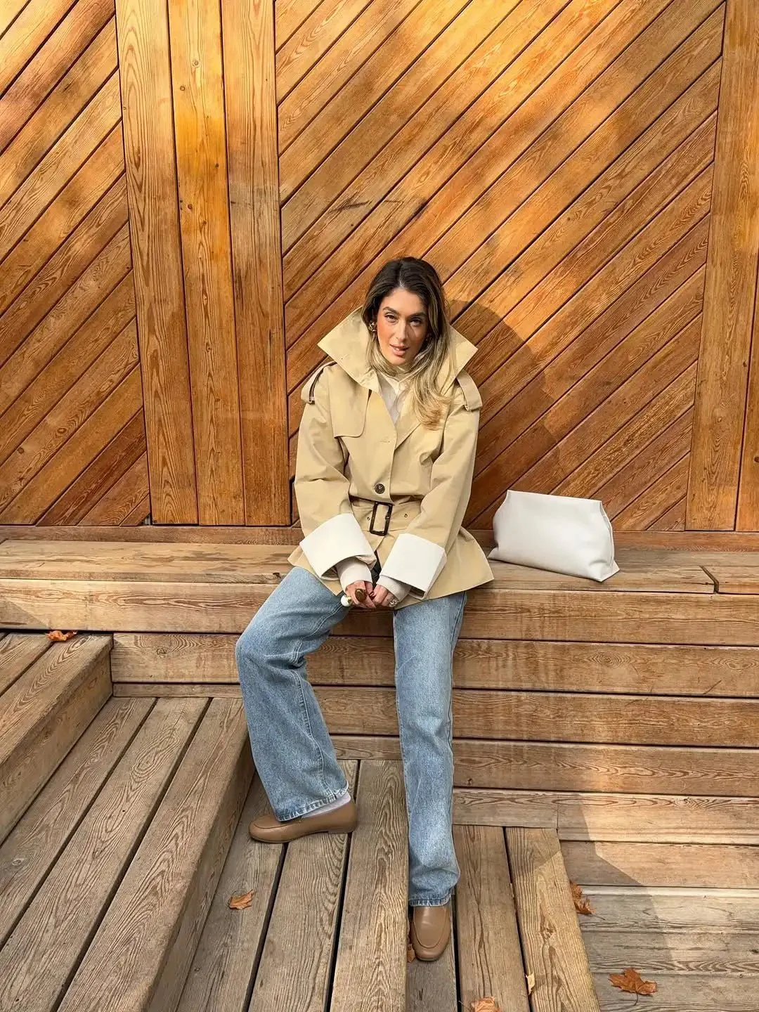 Brenda Contrast-Cuff Trench Jacket - Image 6