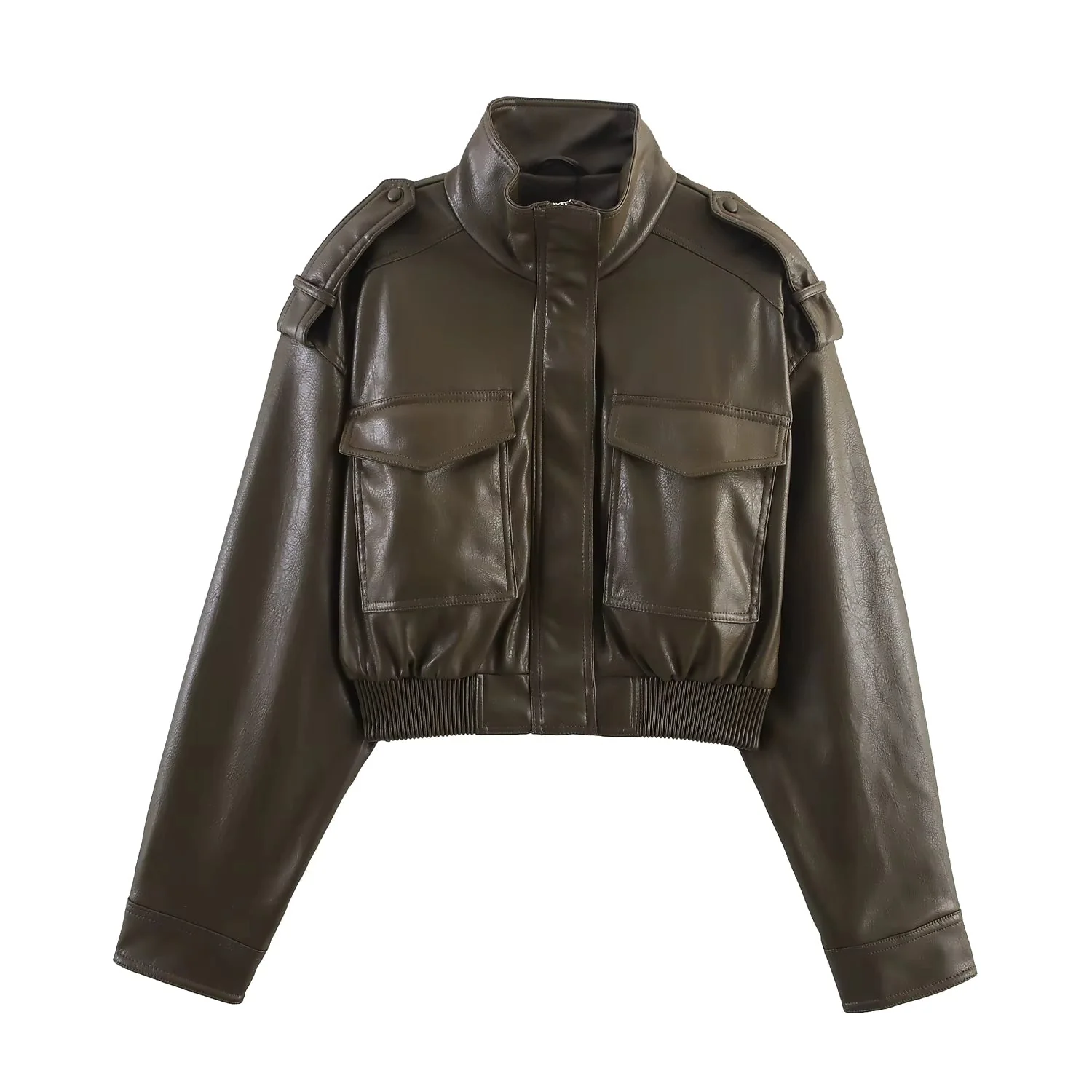 Brianna Faux Leather Bomber Jacket - Image 3