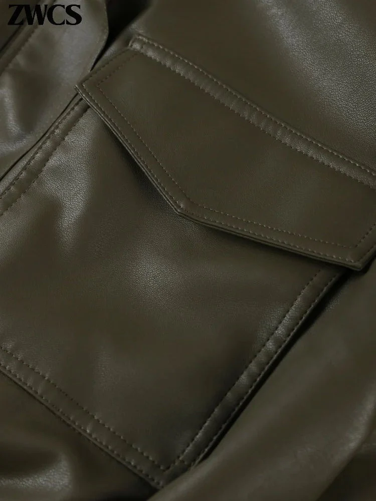 Brianna Faux Leather Bomber Jacket - Image 6