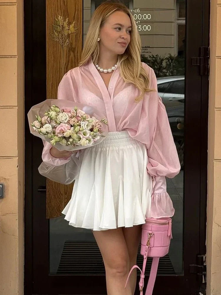 Brielle Button Down Sheer Blouse - Image 7