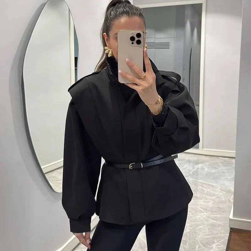 Camille Belted Short Trench Coat - Image 2
