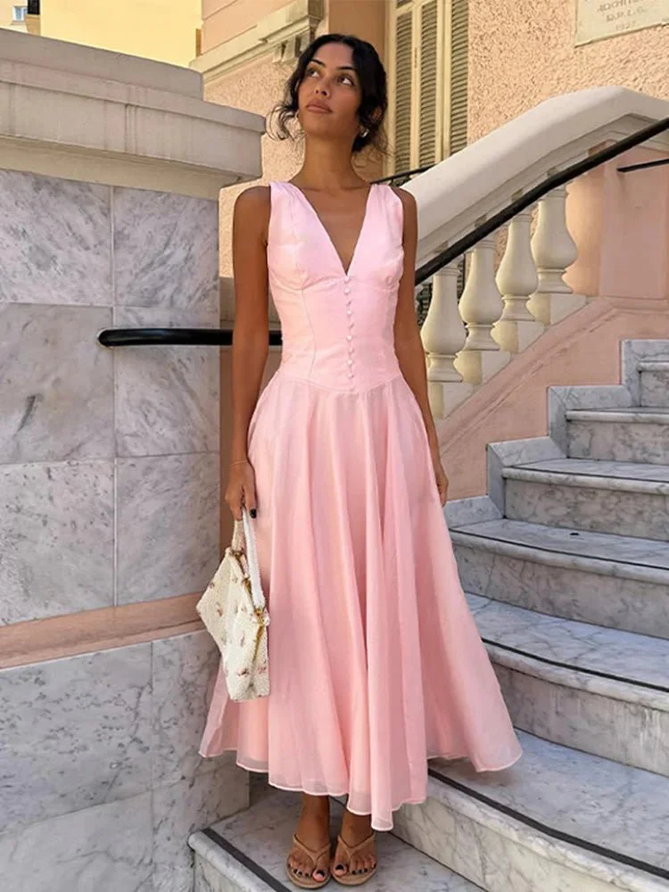 Candice Sleeveless V-Neck Midi Dress - Image 4