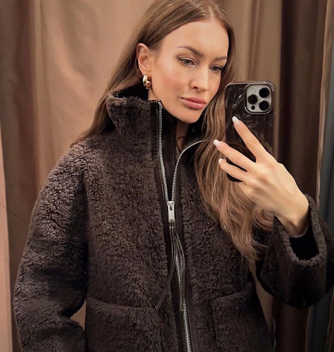 Carol Stand Collar Faux Fur Jacket - Image 8