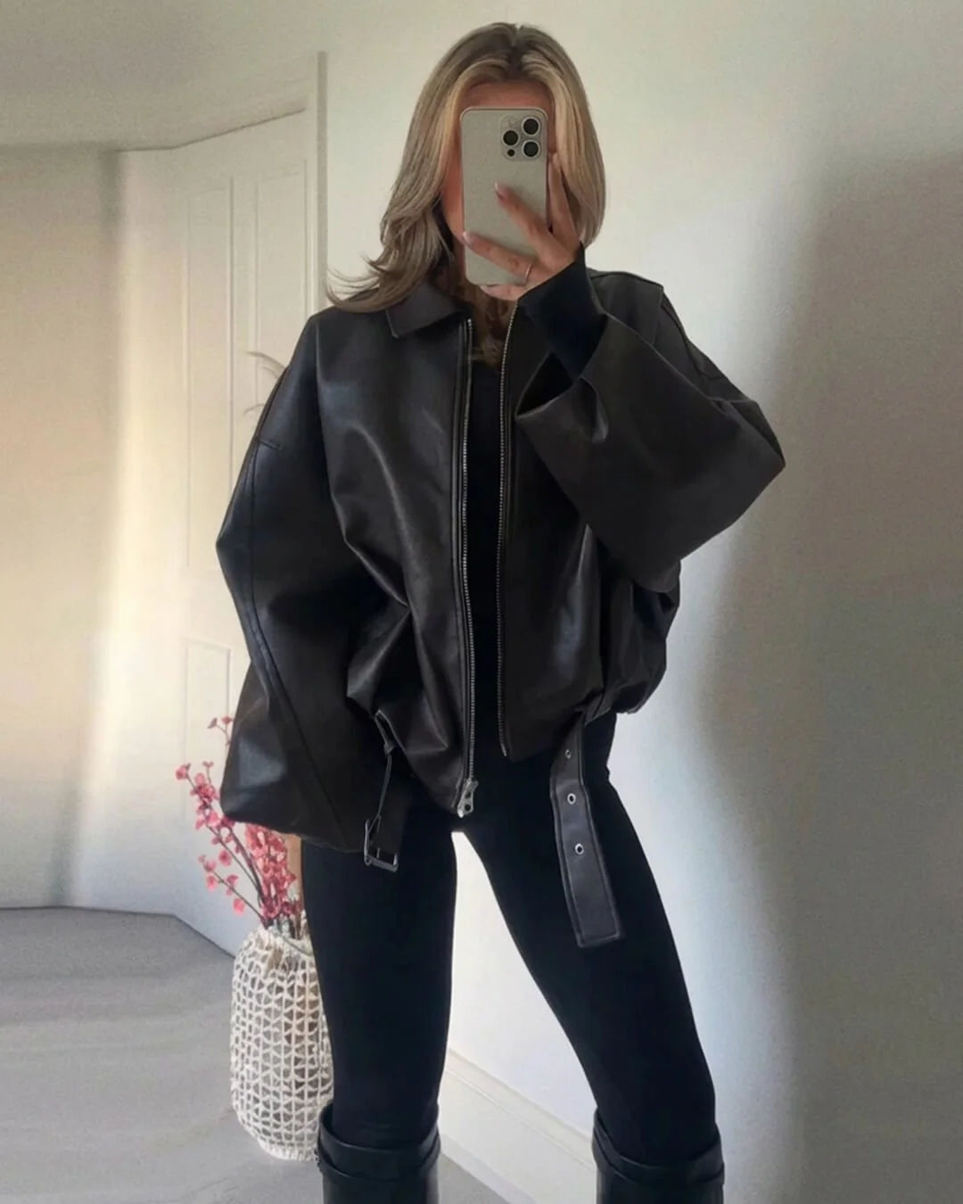 Caroline Vegan Leather Jacket - Image 12