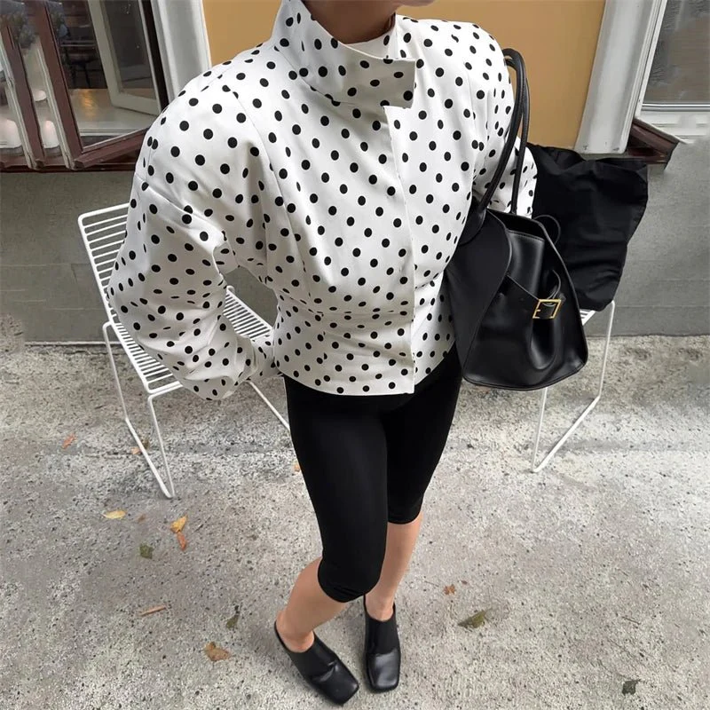 Caryl Stand Collar Polka Dot Jacket - Image 2