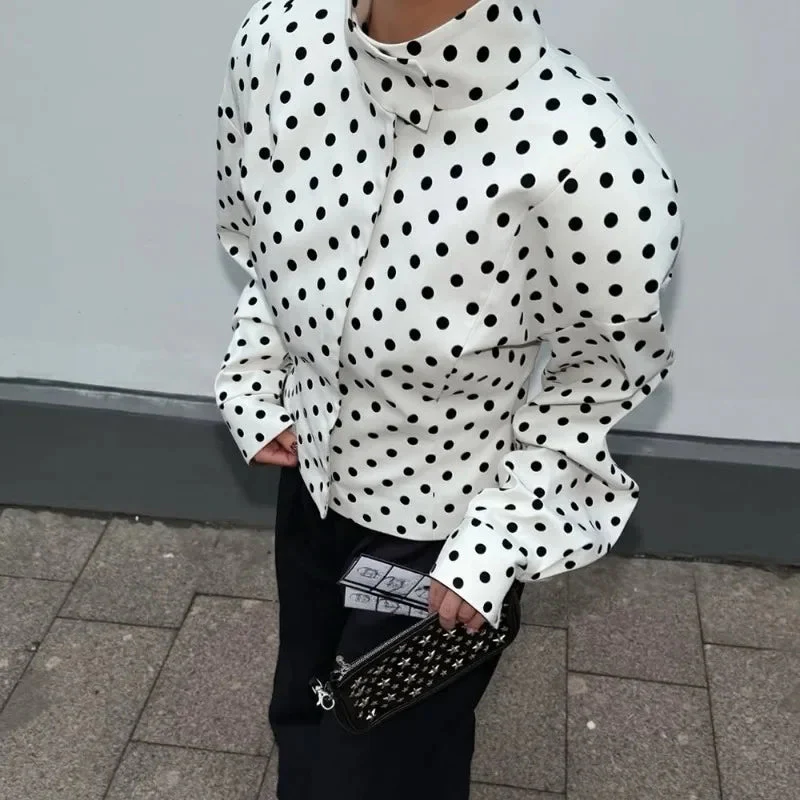 Caryl Stand Collar Polka Dot Jacket - Image 4