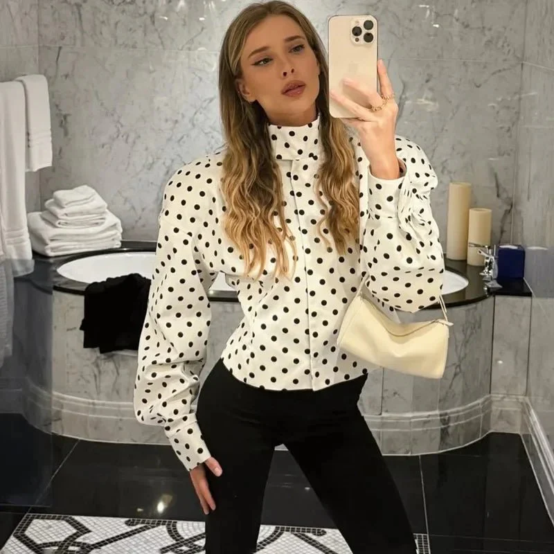Caryl Stand Collar Polka Dot Jacket - Image 5