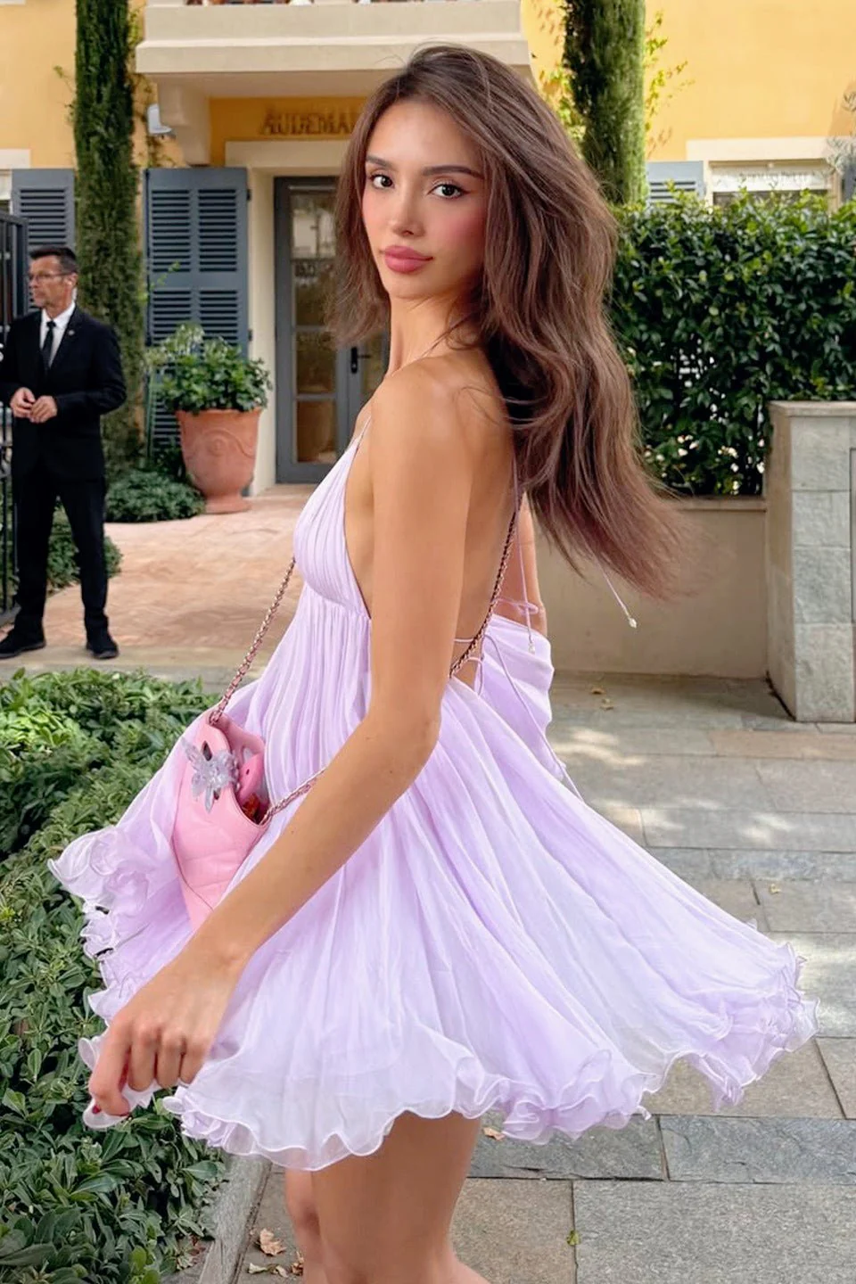 Cecilia Deep Neck Backless Mini Dress - Image 3
