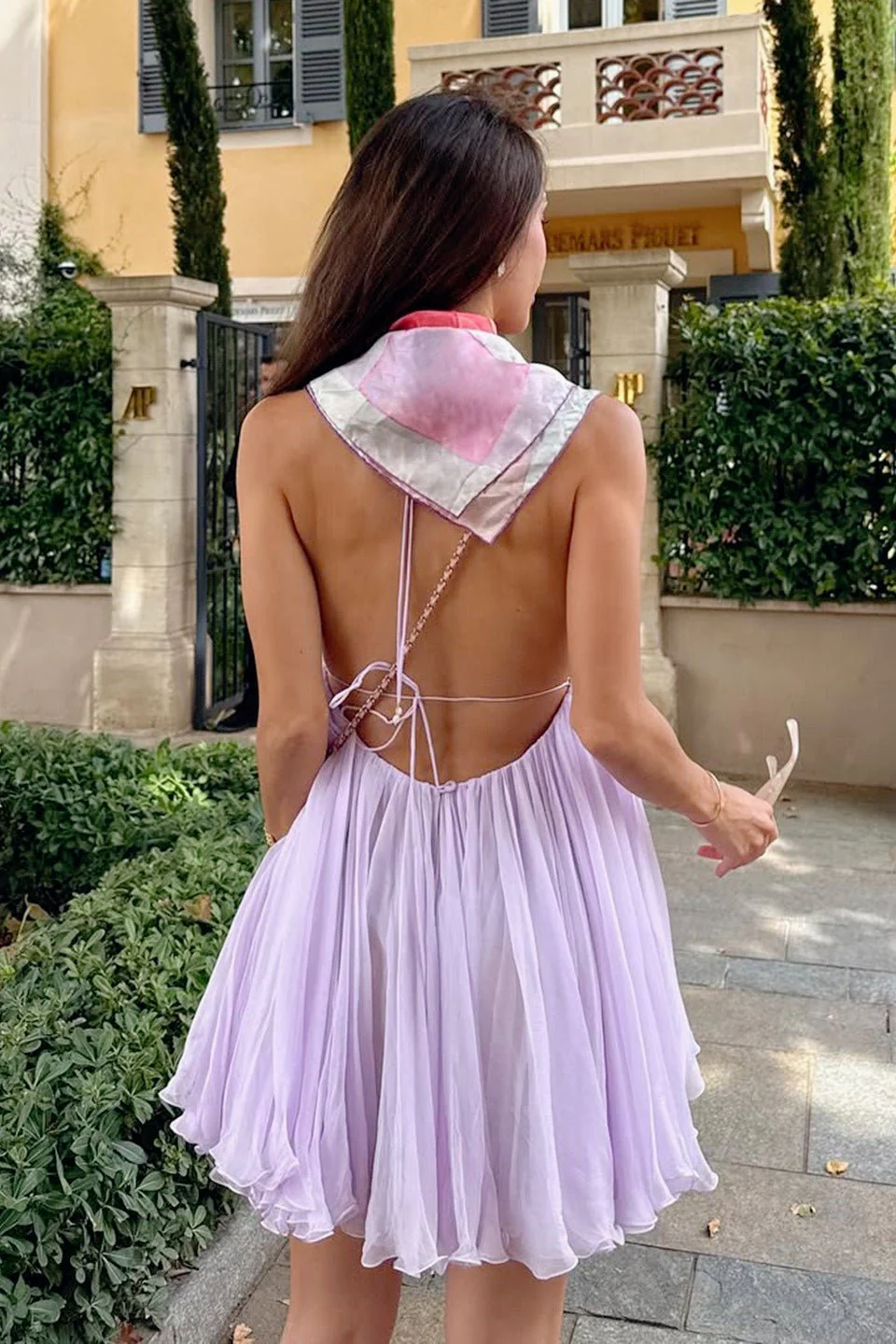 Cecilia Deep Neck Backless Mini Dress - Image 4