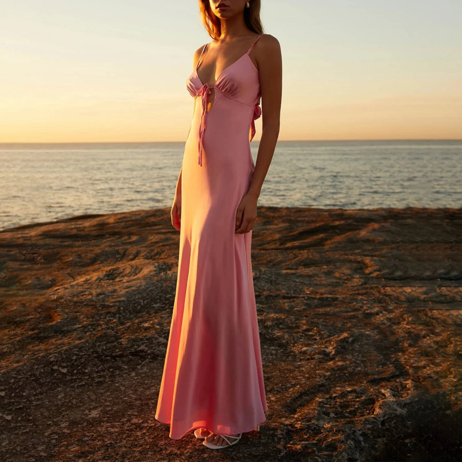 Celeste Backless Tie-Front Cami Dress - Image 10