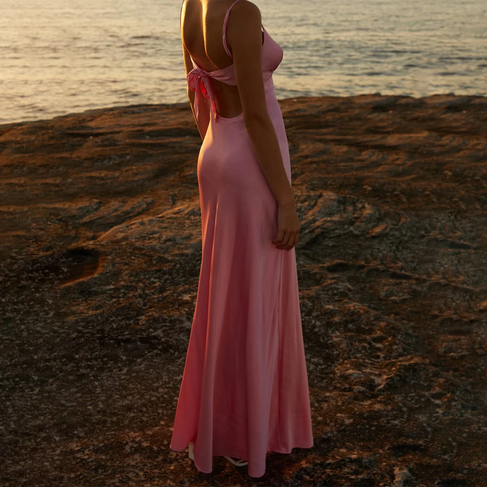 Celeste Backless Tie-Front Cami Dress - Image 11