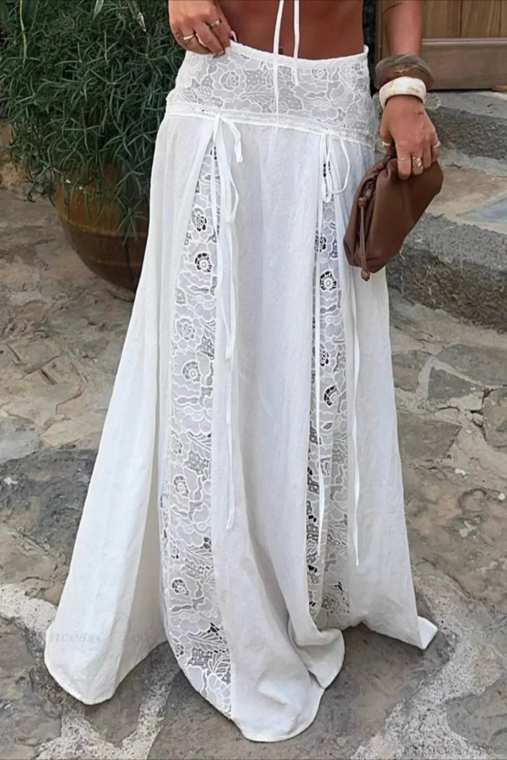 Celeste Boho Lace Patchwork Maxi Skirt