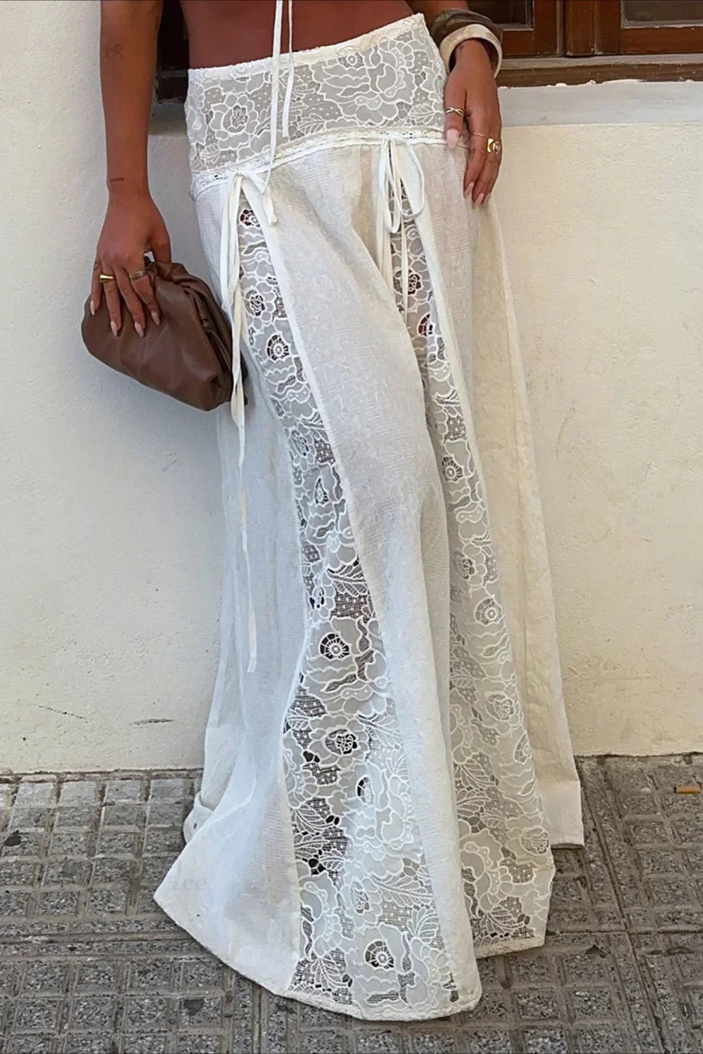 Celeste Boho Lace Patchwork Maxi Skirt - Image 2