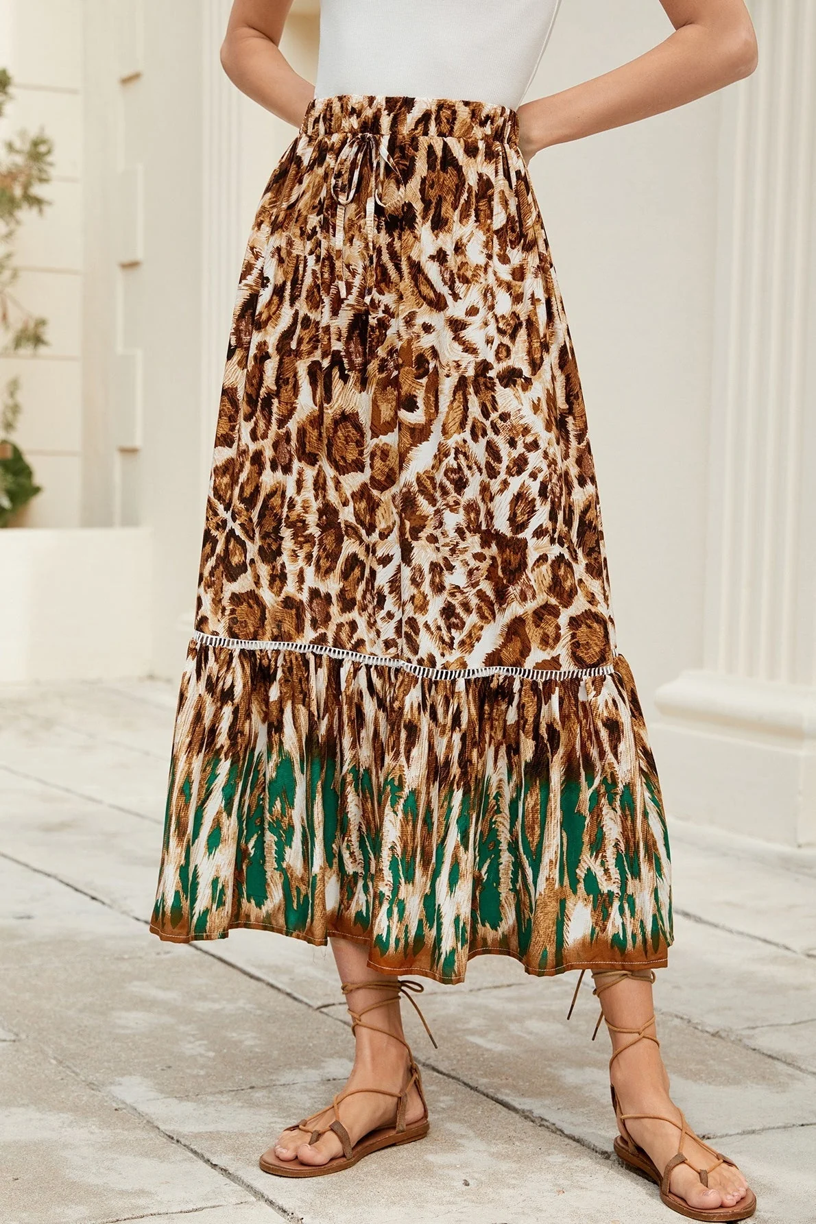 Celeste Boho Ruffle Floral Maxi Skirt - Image 3