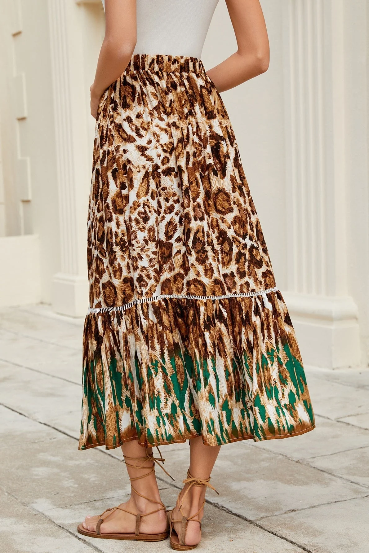 Celeste Boho Ruffle Floral Maxi Skirt - Image 4