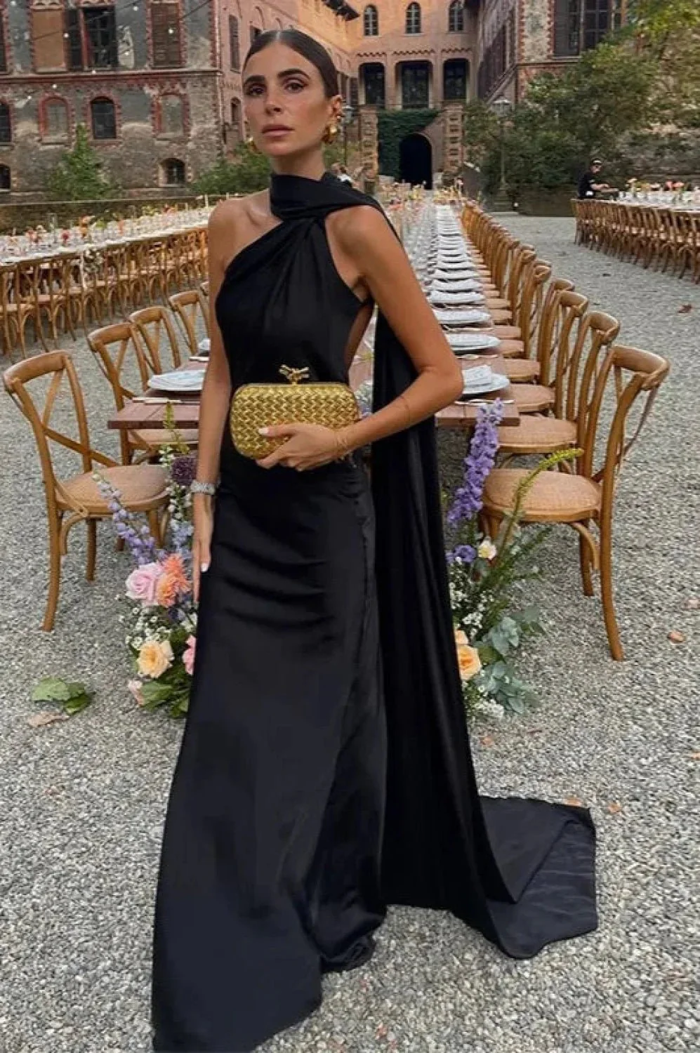 Celeste Elegant Satin Halter Dress