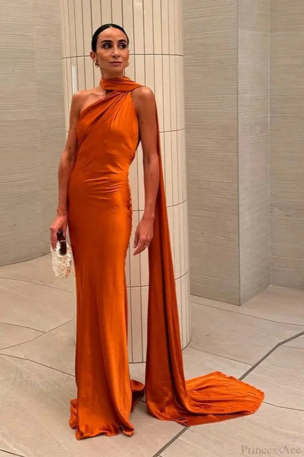 Celeste Elegant Satin Halter Dress - Image 6