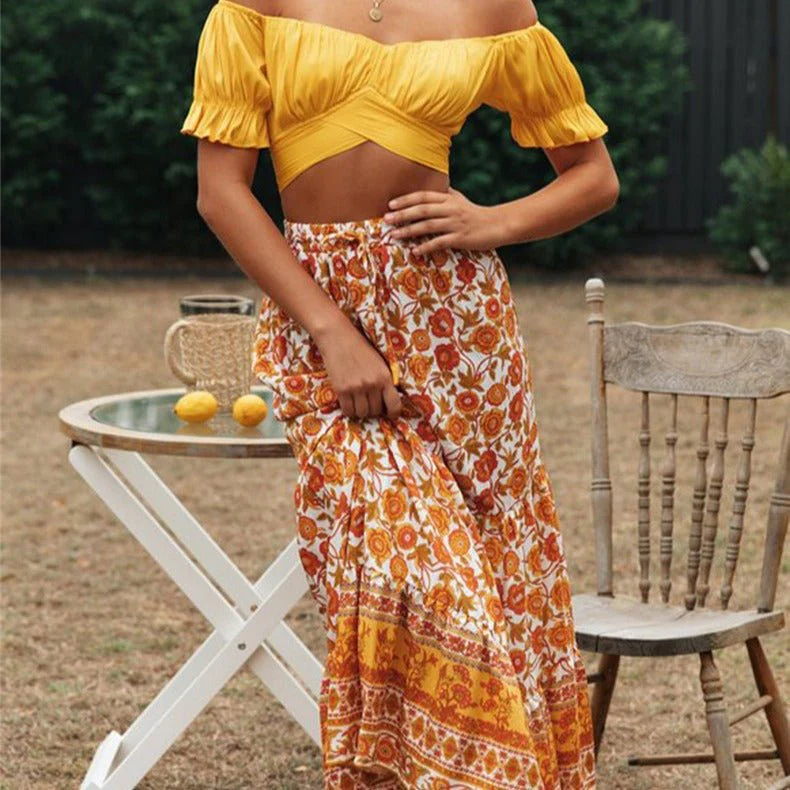 Celeste Flowing Puff Sleeve Crop Top - Image 5