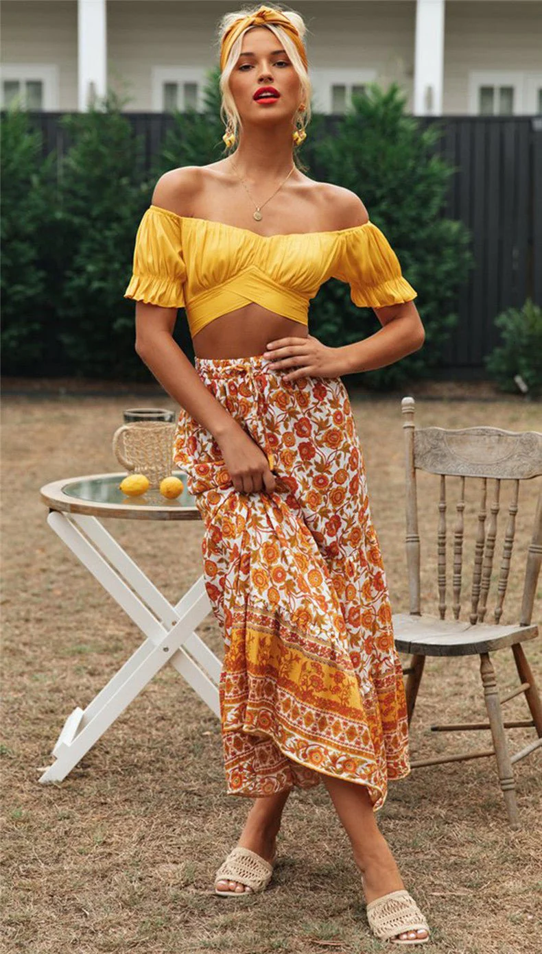Celeste Flowing Puff Sleeve Crop Top - Image 6