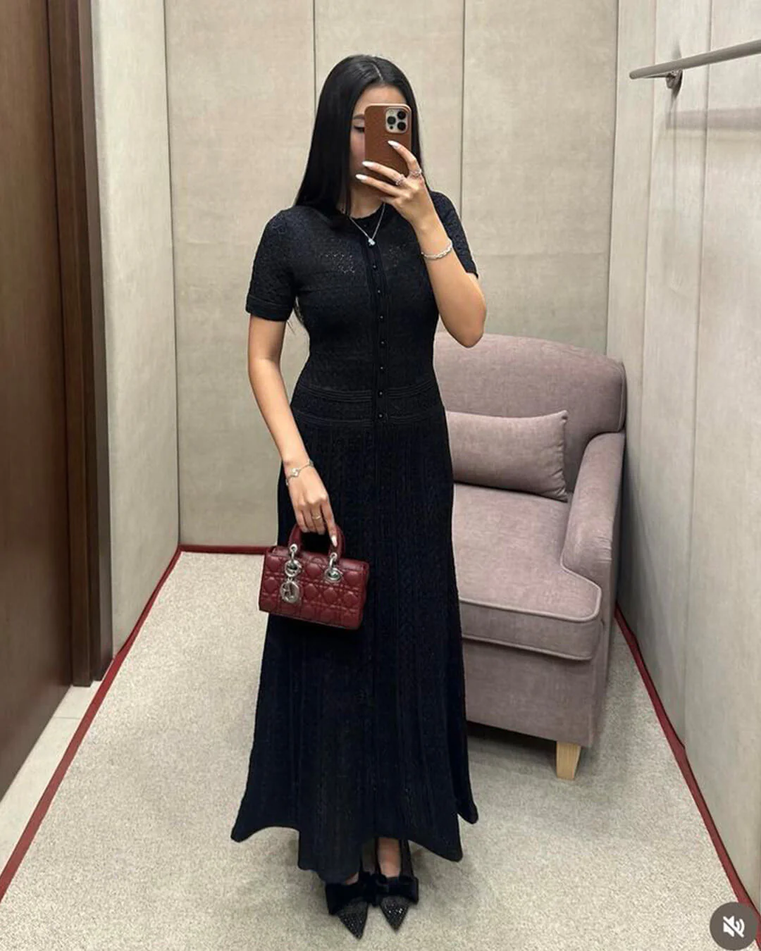 Celeste Half Button Knitted Midi Dress