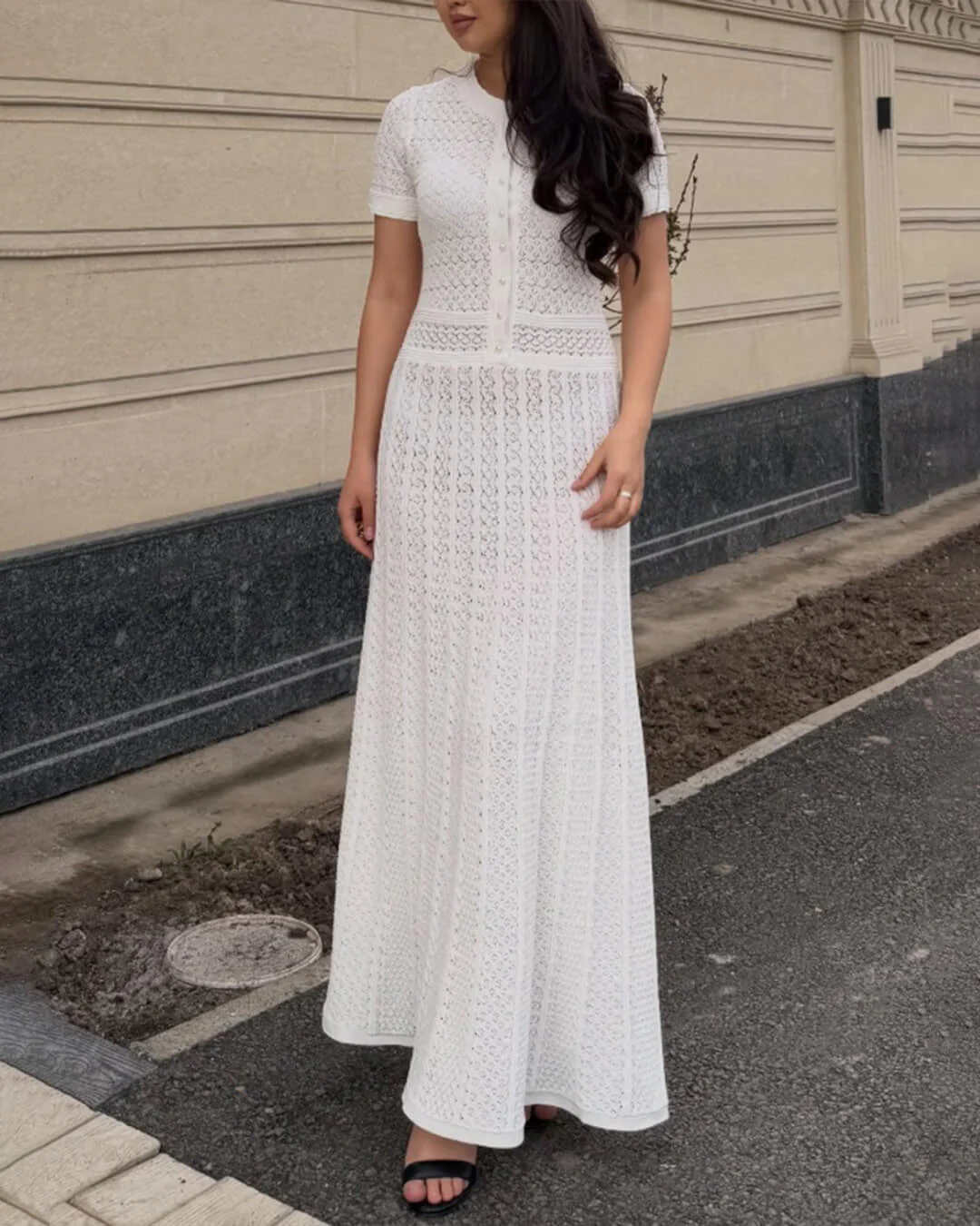 Celeste Half Button Knitted Midi Dress - Image 5
