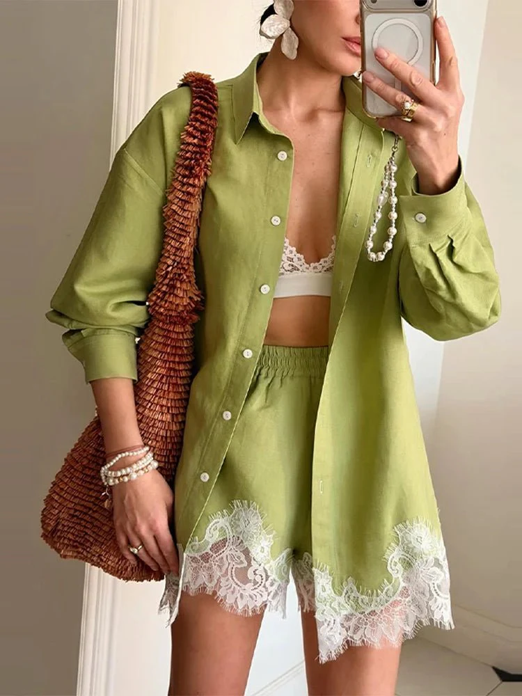 Celeste Lace Patchwork Beach Shirt Set - Image 5