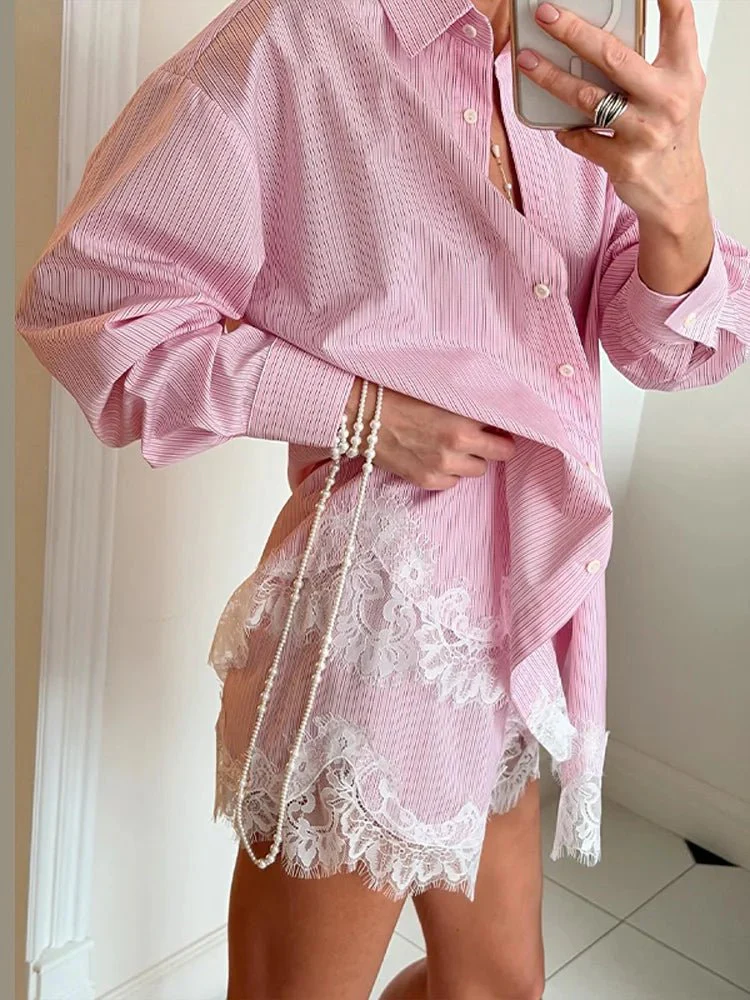Celeste Lace Patchwork Beach Shirt Set - Image 9