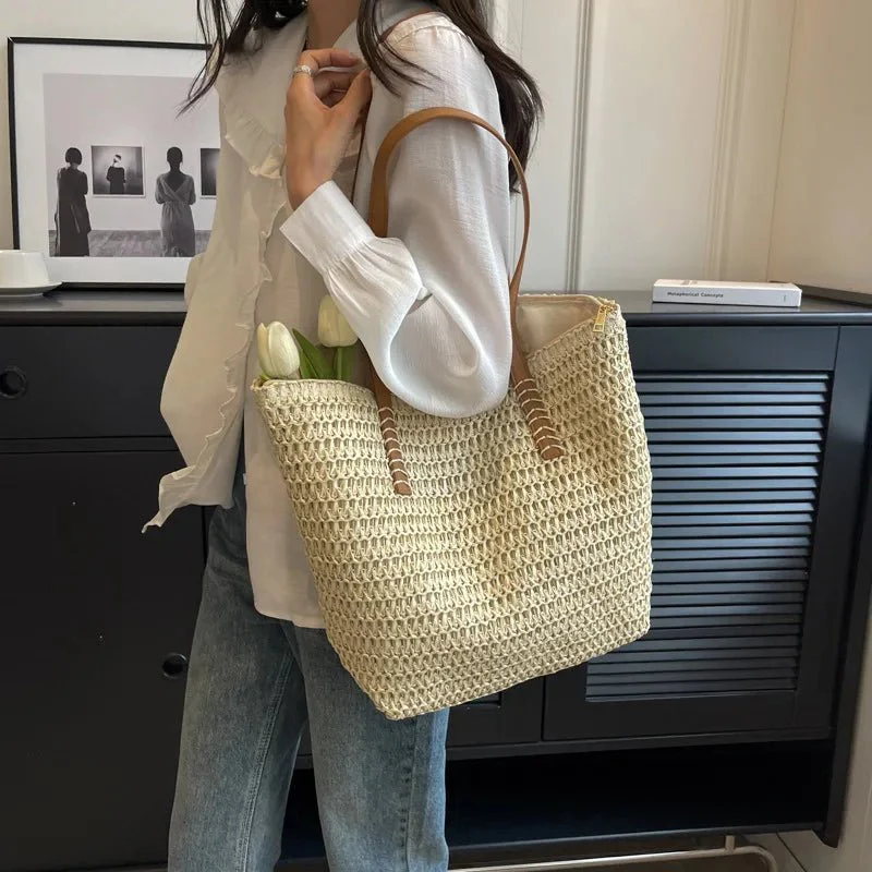 Celeste Woven Straw Beach Tote - Image 3