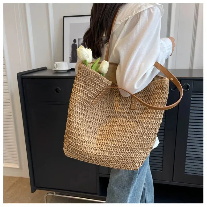 Celeste Woven Straw Beach Tote - Image 4