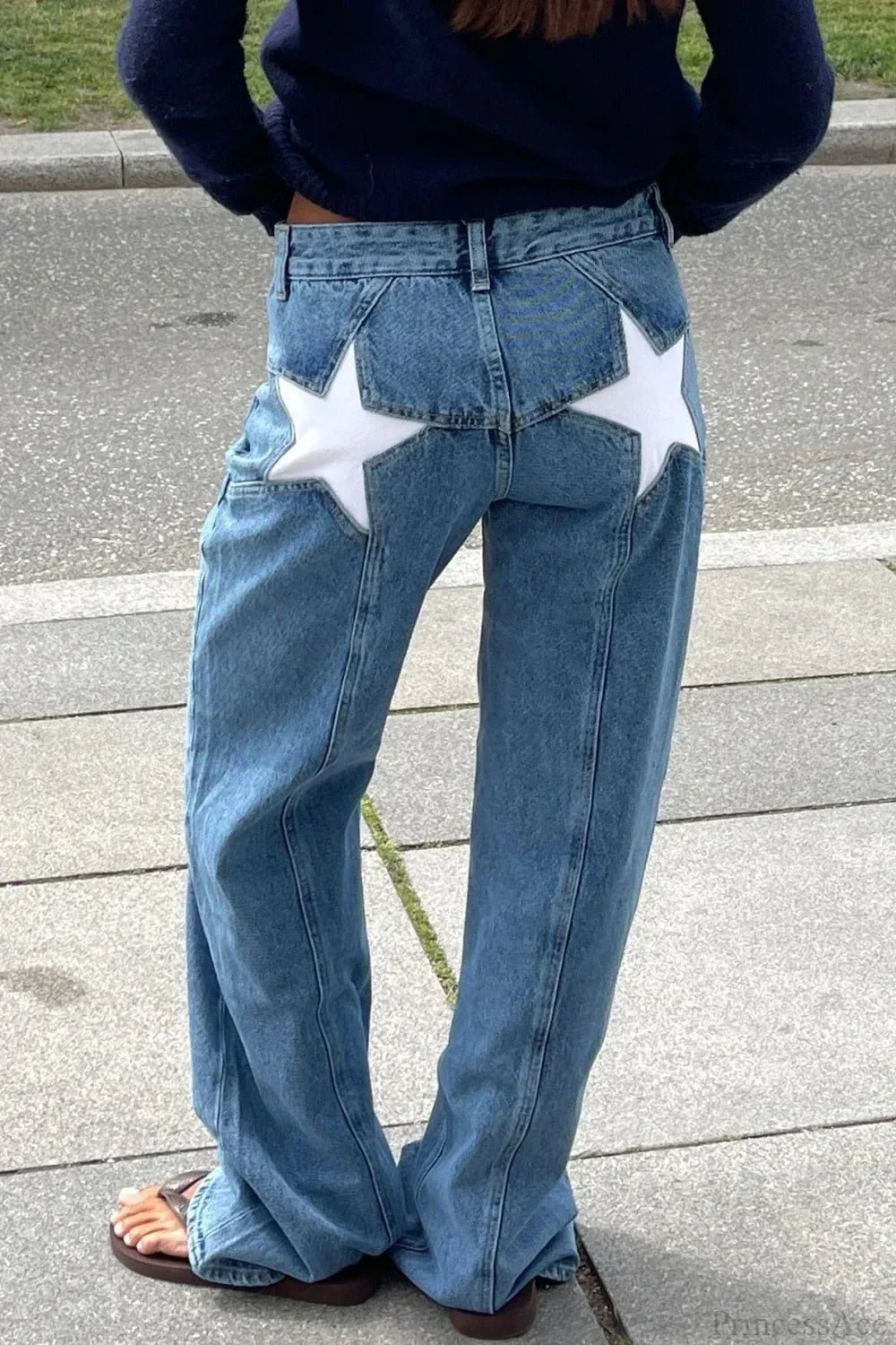 Charlize Star Patchwork Color-Block Jeans - Image 2