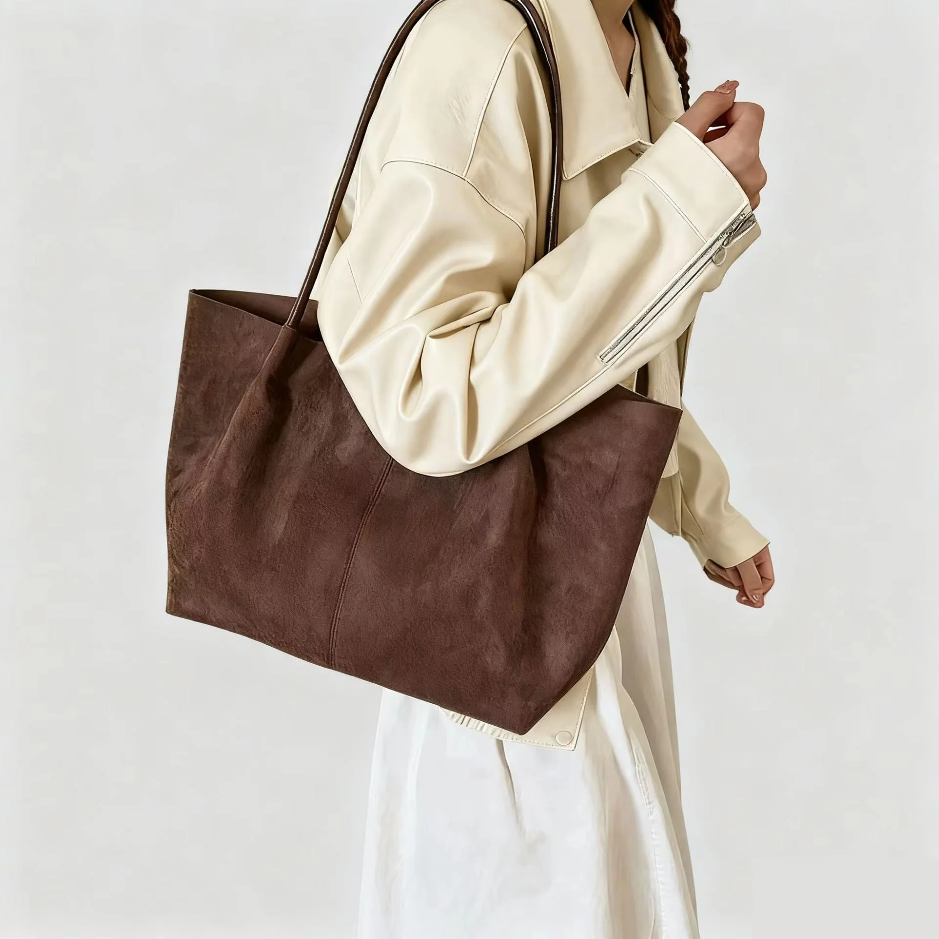 Cheska Suede Tote Bag with Pouch - Image 2