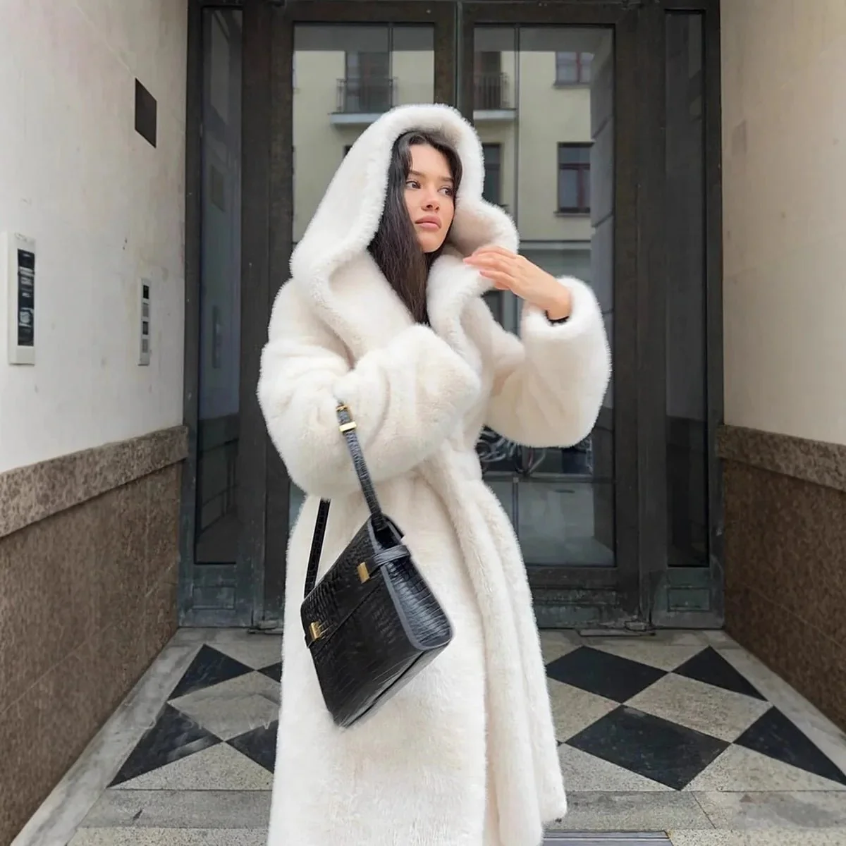 Chloe Hooded Long Coat - Image 2